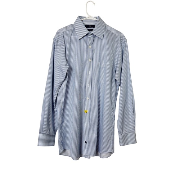 Hart Schaffner Marx Other - Hart Schaffner Marx Mens Blue White Striped Non-Iron Cotton Dress Shirt 16.5 35